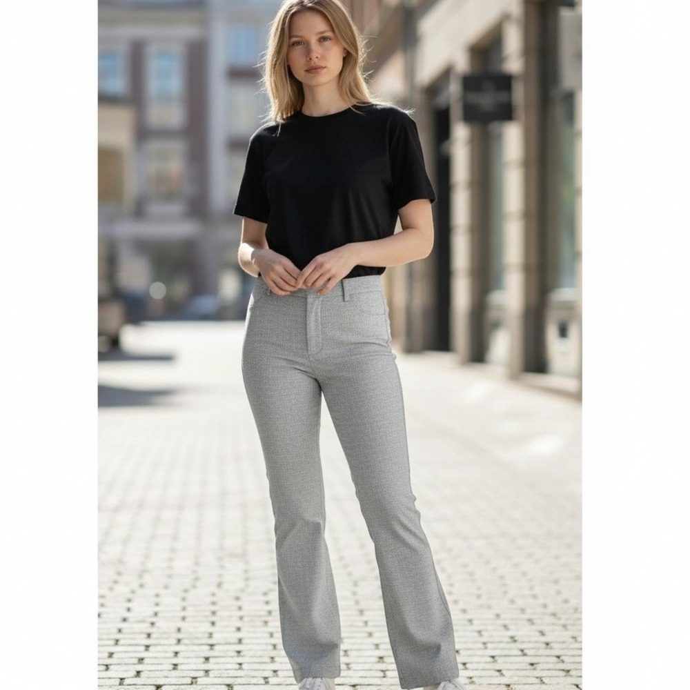 Nine West Women 18W Barely Bootcut Dress Pants Grey Mid Rise Sculpting Stretch